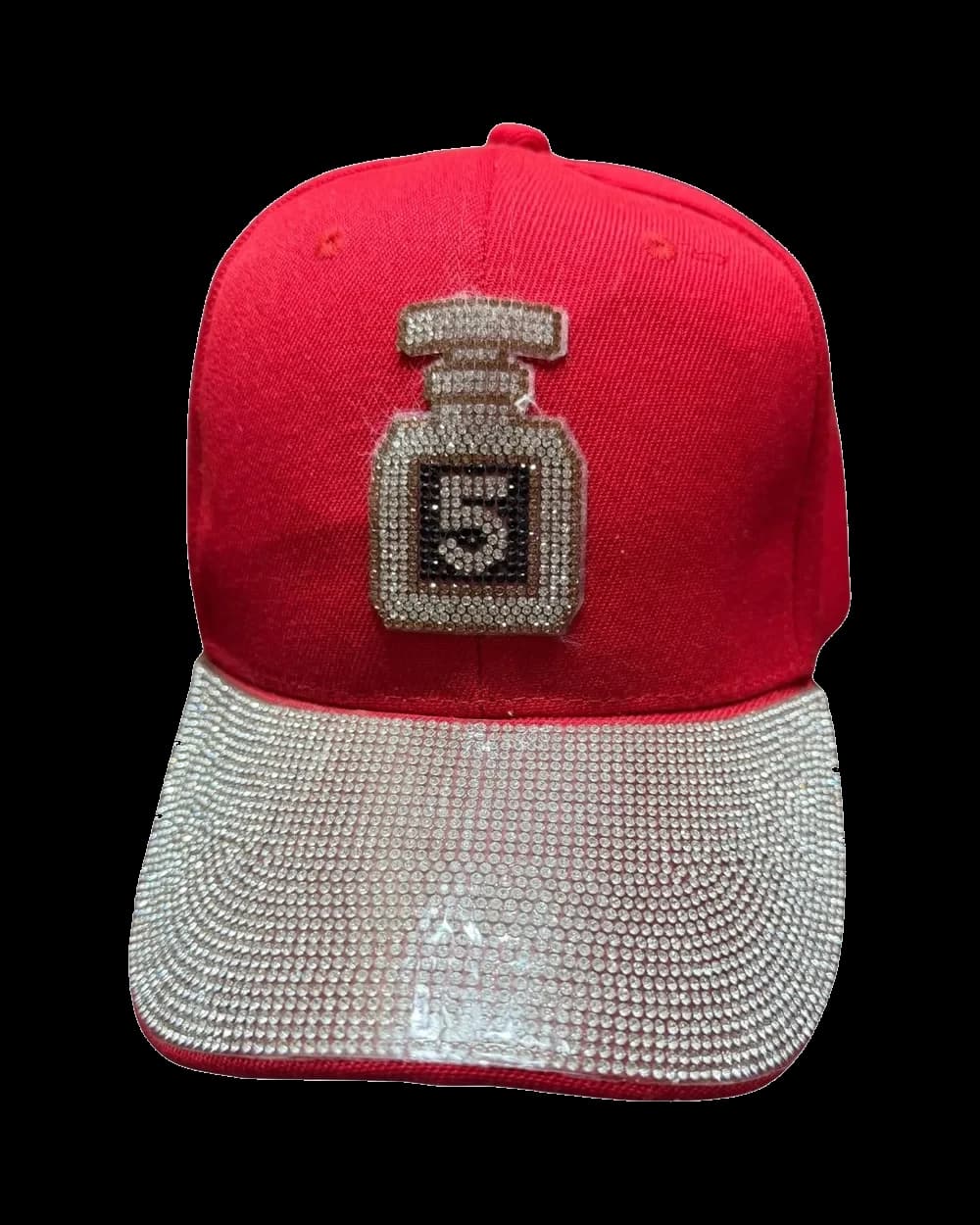 Gorra roja con brillos