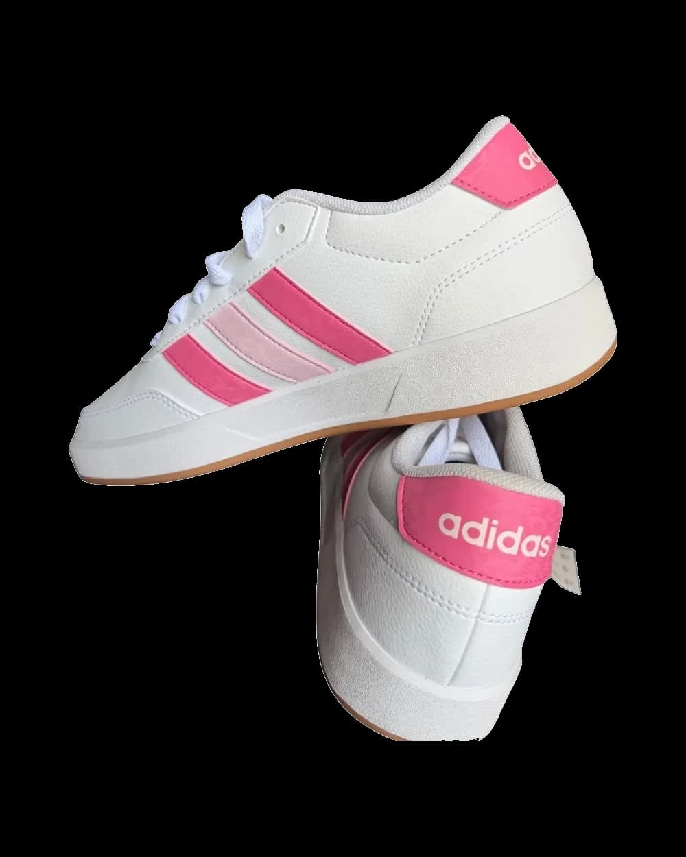 adidas · Blanco con franjas rosadas